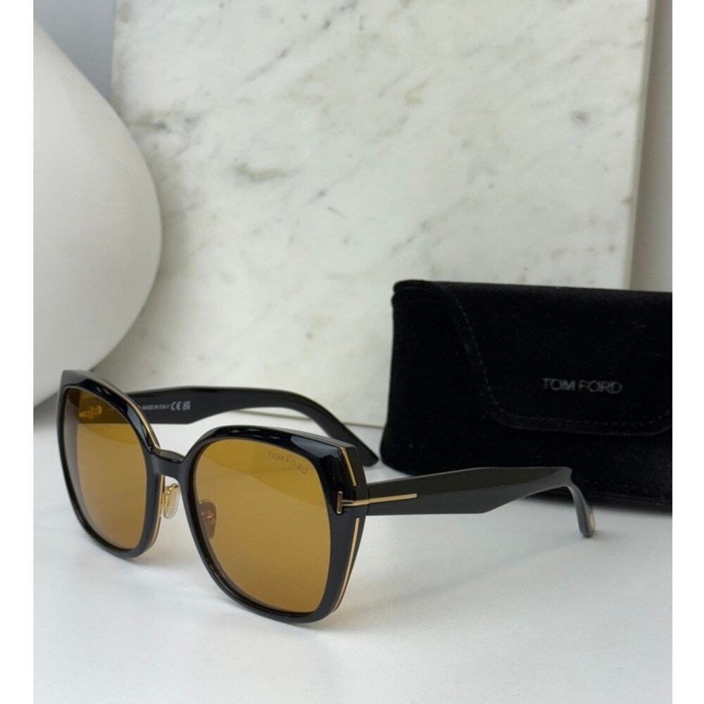 NEW Tom Ford TF1223 Plum Black Yellow Tint Sunglasses $600